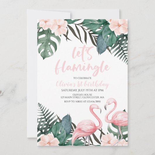 Flamingle Tropische verjaardagsflamingo Kaart (Voorkant)