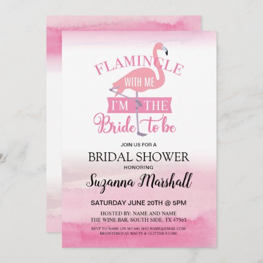 Flamingle With Me Vrijgezellenfeest Nodig Flamingo Kaart (Voorkant / Achterkant)