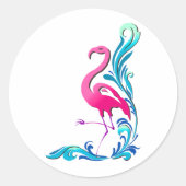 Flamingo 1 ronde sticker (Voorkant)