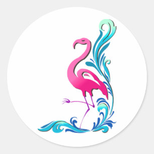 Flamingo 1 ronde sticker