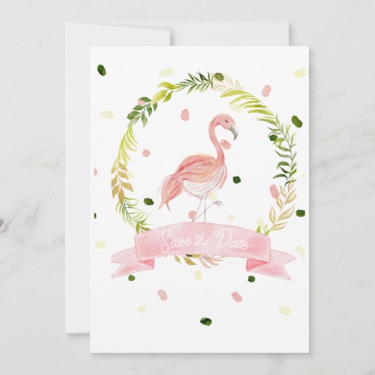 Flamingo 1e Verjaardag Uitnodiging Let's Flamingle (Achterkant)