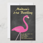 Flamingo 21st Birthday Party Invite - chalkboard Kaart (Voorkant)