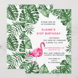 Flamingo 21st Birthday party Uitnodiging