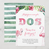 Flamingo 2e verjaardag nodigt meisje uit in het Sp Kaart (Voorkant / Achterkant)