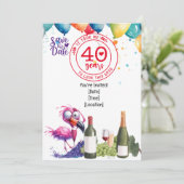 Flamingo 40th Verjaardag grappig gezegde voor fees Kaart (Staand voorkant)