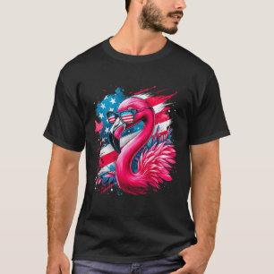 Flamingo 4 juli Amerikaanse vlag Patriottisch T-shirt