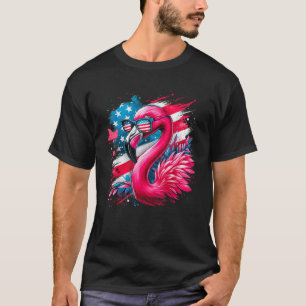 Flamingo 4 juli Amerikaanse vlag Patriottisch T-shirt