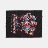Flamingo 4 juli Patriottische Amerikaanse Onafhank Fleece Deken (Voorkant (Horizontaal))