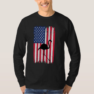 Flamingo 4 juli Patriottische Amerikaanse vlag Ver T-shirt