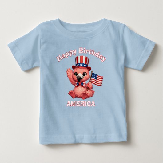 Flamingo (4f) Patriottisch Kinder T-Shirt (Voorkant)