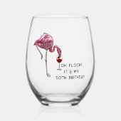 Flamingo 50e verjaardag Custom Party Wijnglas Zonder Voet (Voorkant)