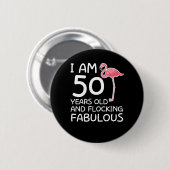 Flamingo 50th Birthday Flocking Fabulous Ronde Button 5,7 Cm (Voorkant /achterkant)