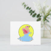 Flamingo aan het surfen op water briefkaart (Staand voorkant)