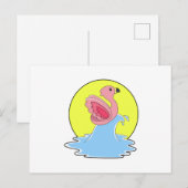 Flamingo aan het surfen op water briefkaart (Voorkant / Achterkant)