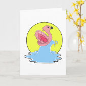 Flamingo aan het surfen op water kaart (Gele Bloem)