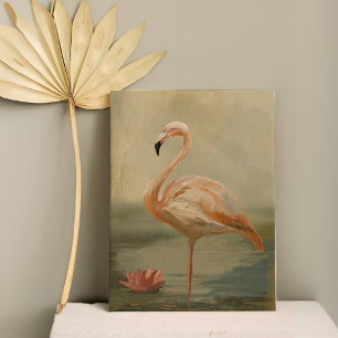 Flamingo aan het water - Elegante vogel Canvas Afdruk