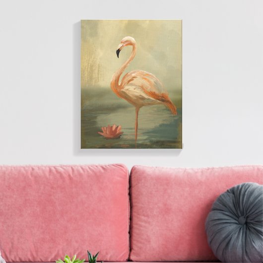 Flamingo aan het water - Elegante vogel Canvas Afdruk (Insitu (Woonkamer))