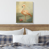 Flamingo aan het water - Elegante vogel Canvas Afdruk (Insitu (Slaapkamer))