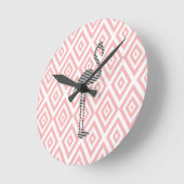 Flamingo - abstract geometrisch patroon - roze. ronde klok (Hoek)