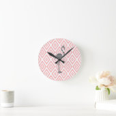 Flamingo - abstract geometrisch patroon - roze. ronde klok (Huis)