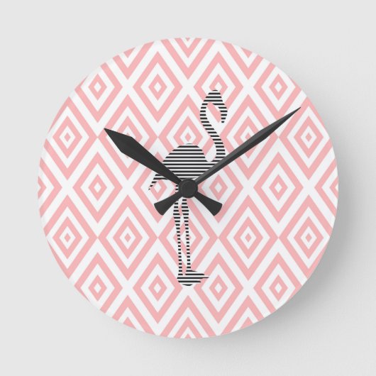 Flamingo - abstract geometrisch patroon - roze. ronde klok (Voorkant)