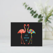 Flamingo | Accepteer Begrijp Houd van Autisme Flam Briefkaart (Staand voorkant)