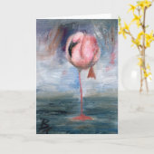 Flamingo ACEO Kaart (Gele Bloem)
