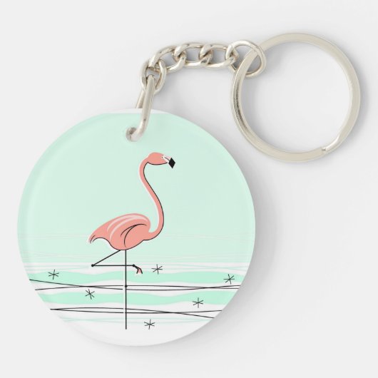 Flamingo acrylic sleutelhanger groen (Achterkant)