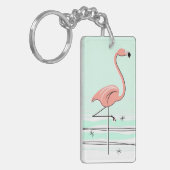 Flamingo acrylic sleutelketting rechthoek groen sleutelhanger (Voorkant Links)