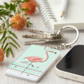 Flamingo acrylic sleutelketting rechthoek groen sleutelhanger (Voorkant Rechts)
