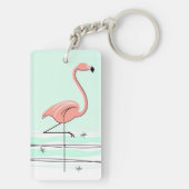 Flamingo acrylic sleutelketting rechthoek groen sleutelhanger (achterkant)