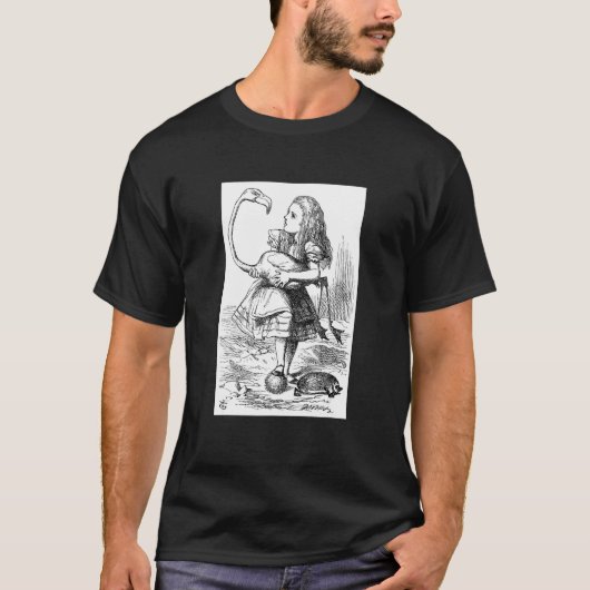 Flamingo Alice in Wonderland  Originele Grap T-shirt (Voorkant)