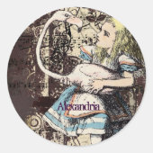 Flamingo Alice in Wonderland Ronde Sticker (Voorkant)