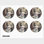 Flamingo Alice in Wonderland Ronde Sticker (Vel)