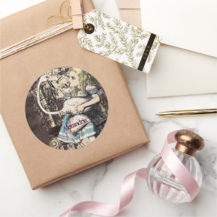 Flamingo Alice in Wonderland Ronde Sticker