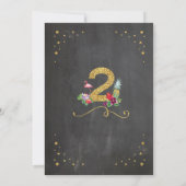 Flamingo Aloha 2e 2 Birthday Party Chalk Invite Kaart (Achterkant)