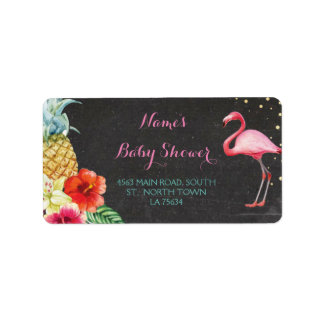 Flamingo Aloha Baby shower Adresetiketten Stickers