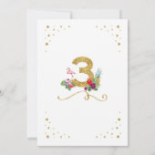 Flamingo Aloha Derde 3e 3 verjaardagsfeestje Uitno Kaart (Achterkant)