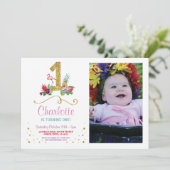 Flamingo Aloha eerste foto van een verjaardagsfees Kaart (Staand voorkant)