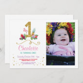 Flamingo Aloha eerste foto van een verjaardagsfees Kaart (Voorkant / Achterkant)