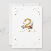 Flamingo Aloha Tweede 2e verjaardag van de Uitnodi Kaart (Achterkant)