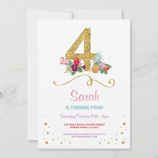 Flamingo Aloha Vierde 4e verjaardag van de Dag van Kaart (Voorkant)