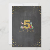 Flamingo Aloha Vijfde 5 Verjaardag Party Chalk Uit Kaart (Achterkant)