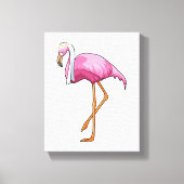 Flamingo als Bride met Veil Canvas Afdruk (Voorkant)