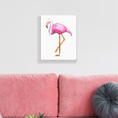 Flamingo als Bride met Veil Canvas Afdruk (Insitu (Woonkamer))