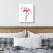 Flamingo als Bride met Veil Canvas Afdruk (Insitu (Slaapkamer))