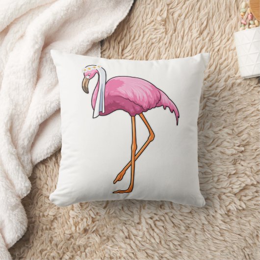 Flamingo als Bride met Veil Kussen (Deken)