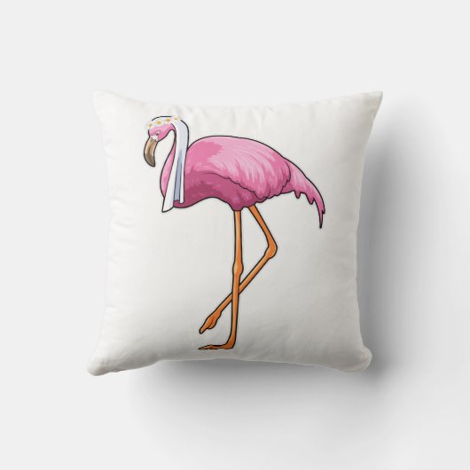 Flamingo als Bride met Veil Kussen (Achterkant)