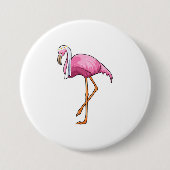 Flamingo als Bride met Veil Ronde Button 7,6 Cm (Voorkant)