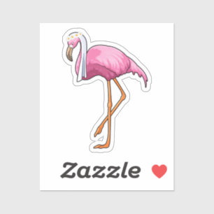 Flamingo als Bride met Veil Sticker
